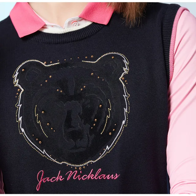 【Jack Nicklaus 金熊】GOLF女款精梳棉背心(黑色)