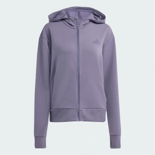 【adidas 愛迪達】外套 女 運動連帽外套 D4T FZ HOODIE 紫 JX7310