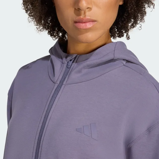 【adidas 愛迪達】外套 女 運動連帽外套 D4T FZ HOODIE 紫 JX7310
