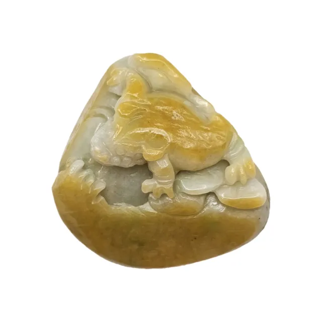 【藏古祥館】黃加綠三腳蟾蜍 SX41(宗教開運 翡翠)