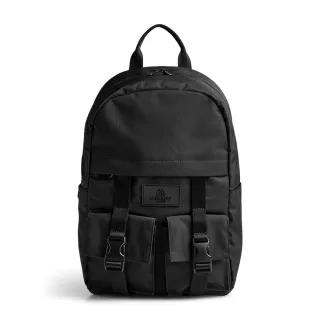 【MARKBERG】Arctic 丹麥工裝風北極雙釦造型抗撕裂防潑水後背包 電腦包 旅行包 後揹包(極簡黑)