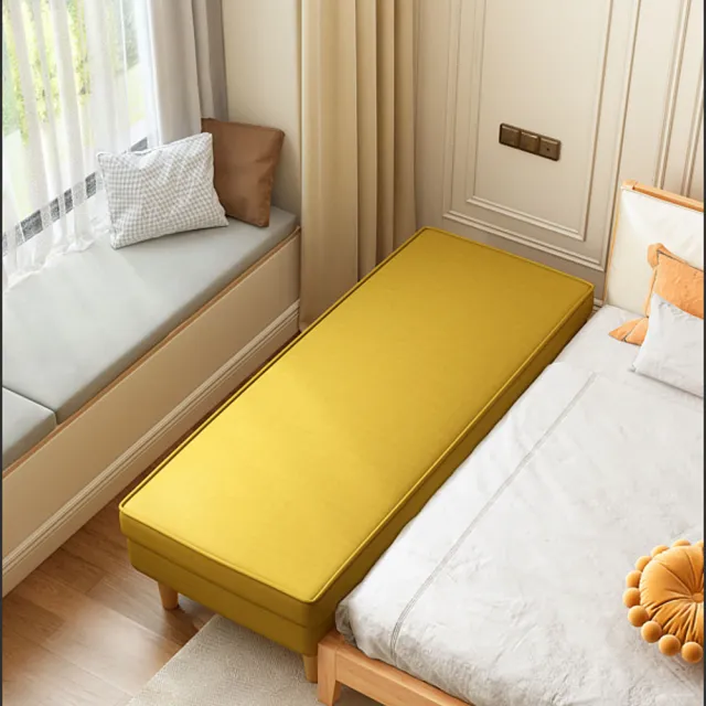 【窩居】拼接床 床邊凳 長條凳 棉麻布120x80x38cm(拓寬床 拼接沙發床 床尾凳 床邊床 沙發腳凳)