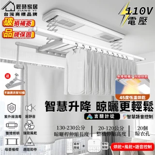 【匠藝家居】110V電動晾衣架 升降曬衣架 電動晾衣桿 升降曬衣桿 掛衣架(烘乾 風乾 聲控 遇阻即停 照明)
