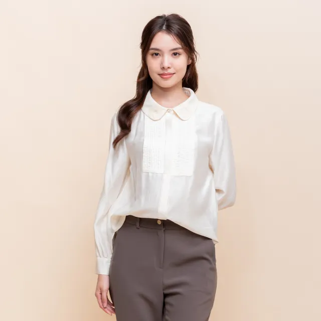 【perng yuh 芃諭名品】凝練如詩 網花翻領 輕光澤 襯衫(2025 AW Collection|4C秋冬新品上市)