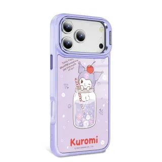 【apbs】三麗鷗 iPhone 17/16/15/14/13系列 軍規防摔合金框隱形立架手機殼(汽水庫洛米-紫框)