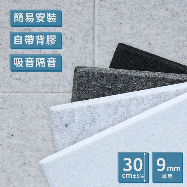 【樂嫚妮】0.324坪/毛氈吸音隔音板30x30cm-12片(消音板、吸音棉、降低噪音、隔音泡棉)(其他規格)
