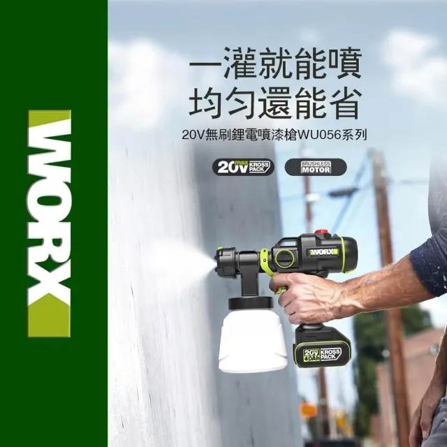 【WORX 威克士】20V 噴漆 WU056(噴漆槍 噴槍 電動噴槍 小型噴漆機 噴塗機 噴漆)