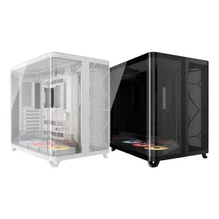 【CORSAIR 海盜船】Air 5400 三艙式全景玻璃 E-ATX機殼(黑/白｜附RS120R炫光風扇*3)