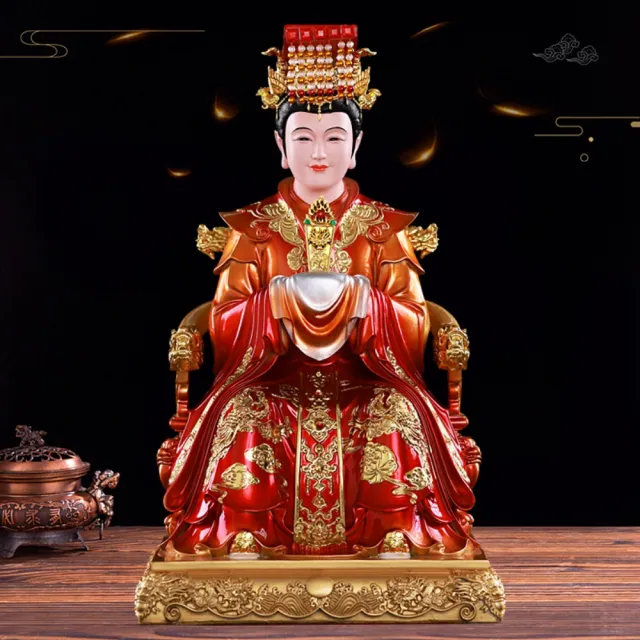 巨匠】媽祖供奉神像天後天妃佛像33*20*18CM海神娘娘神像聖母供奉擺件保
