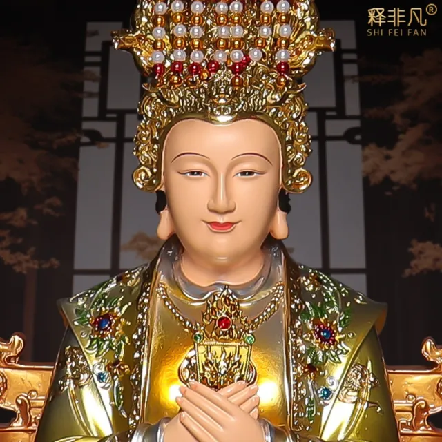 巨匠】媽祖供奉神像天後天妃佛像30*21*16.5CM海神娘娘神像聖母供奉擺件