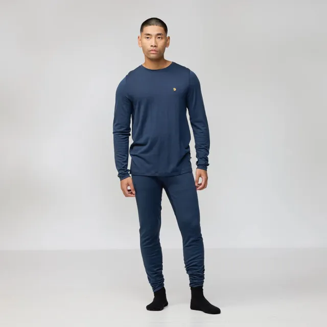 【Fjallraven】戶外長袖羊毛排汗衣 Bergtagen Merino 190 男(FR12600299-550黑 570高山藍)