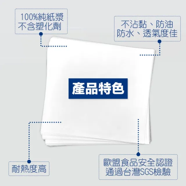 【CLEAN 克林】烤盤紙 23cmx25cm/100張(烘焙紙 麵包紙 不沾紙 防油紙 包子紙 烤盤用 料理紙 調理紙 油紙)