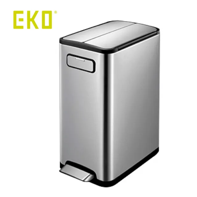 【EKO】雙開蓋蝶韻靜音垃圾桶20L(居家/客廳/廚房/衛浴/收納桶/不鏽鋼垃圾桶/緩降垃圾桶/回收桶)