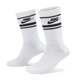 【NIKE 耐吉】NIKE Everyday Essential Crew Socks 黑白條紋 中筒襪 襪子 三雙入 男女款(DX5089-103)