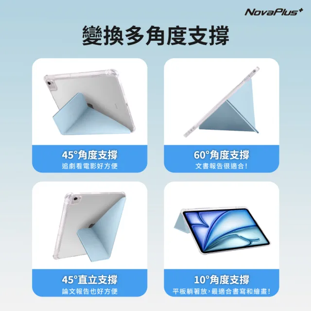 【NovaPlus】iPad 第10代/11代 10.9吋水晶Y折平板保護套(附筆槽設計 透明背蓋iPad原色看的見)