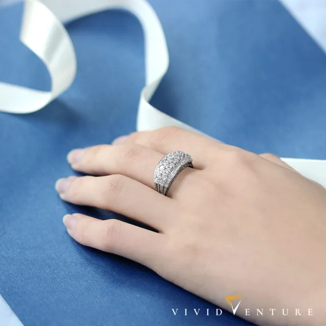 【Vividventure 亞帝芬奇】77樂購節限定 14K 1克拉 天然鑽石 真鑽 線戒 排戒 戒指(奢華大器推薦款)