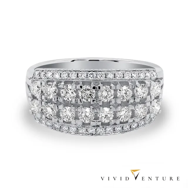 【Vividventure 亞帝芬奇】77樂購節限定 14K 1克拉 天然鑽石 真鑽 線戒 排戒 戒指(奢華大器推薦款)