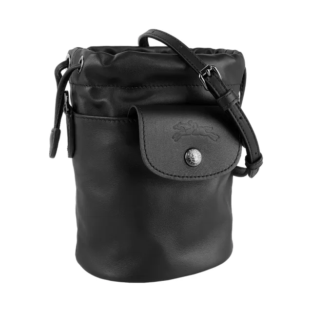 【LONGCHAMP】Le Pliage Xtra XS 小牛皮迷你束口水桶包(黑色)