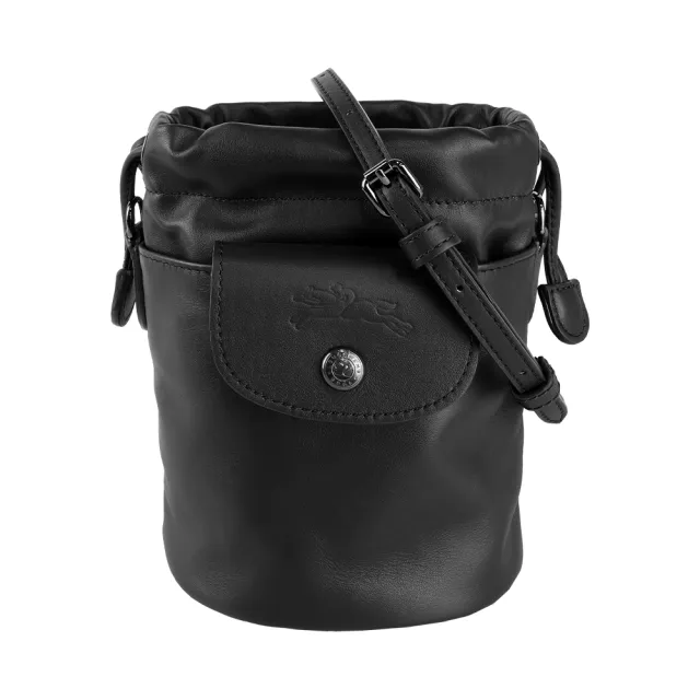 【LONGCHAMP】Le Pliage Xtra XS 小牛皮迷你束口水桶包(黑色)