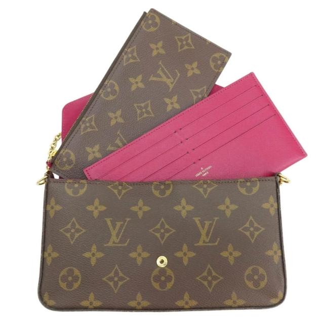 【Louis Vuitton 路易威登】F☆licie Pochette 經典三合一 老花 帆布 手拿包 斜背包(M81896)