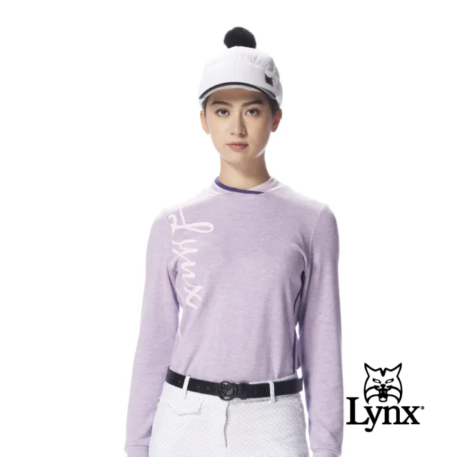 【Lynx Golf】女款交叉領環保竹纖維羊毛混紡長袖品牌T(二色)