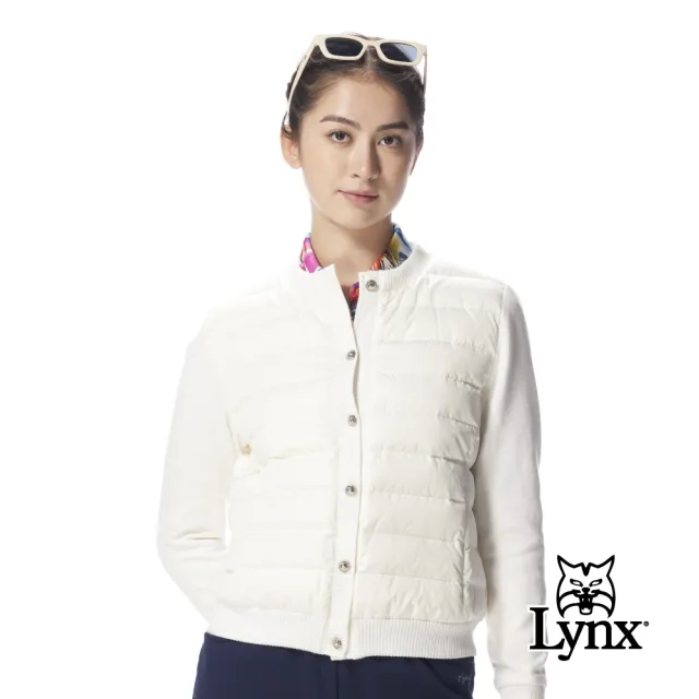 【Lynx Golf】女款時尚短版90/10輕羽絨拼接美麗諾袖防潑水保暖外套(二色)