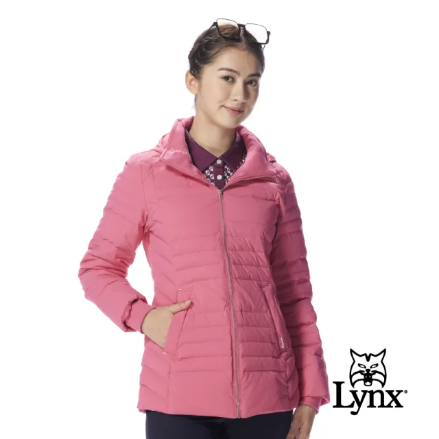 【Lynx Golf】女款長版90/10輕羽絨石磨烯恆溫裡布可拆帽防潑水保暖外套(二色)