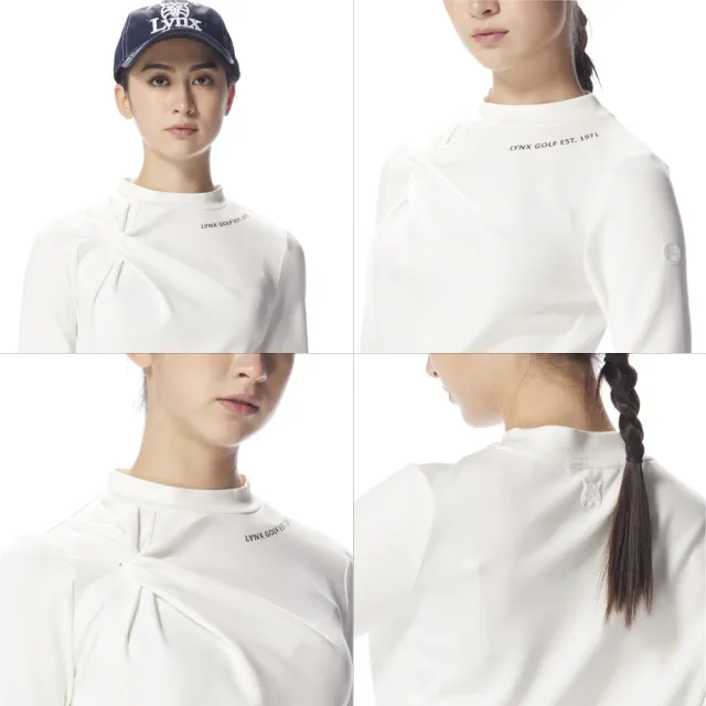 【Lynx Golf】首爾高桿風格！女款合身版右肩綁花長袖圓領T(二色)