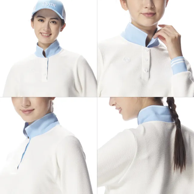 【Lynx Golf】首爾高桿風格！女款立體泡泡棉寬鬆短版羅紋束口POLO衫(二色)