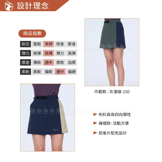 【Wildland 荒野】女 N66彈性抗UV防潑拼接褲裙《經典藍》0B01343/休閒褲/短褲/短裙