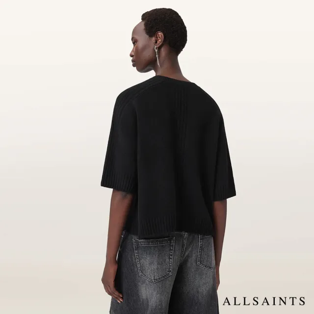【ALLSAINTS】NIX 喀什米爾五分袖羊毛上衣-黑 W030KD(常規版型)