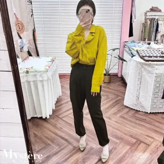 【my stere 我的時尚秘境】雙11 細條紋寬鬆不規則襯衫 三色可選(前短後長 落肩襯衫 oversize襯衫