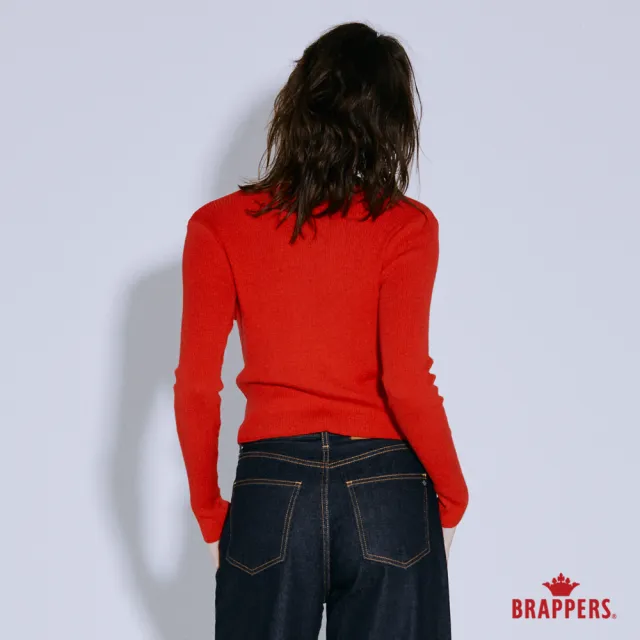 【BRAPPERS】女款 簡約圓領排釦線衫(紅)