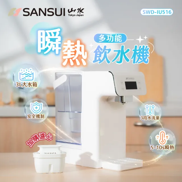 【SANSUI 山水】美型白小熱飲│SWD-IU516飲水機專用濾心(SFR-T8)