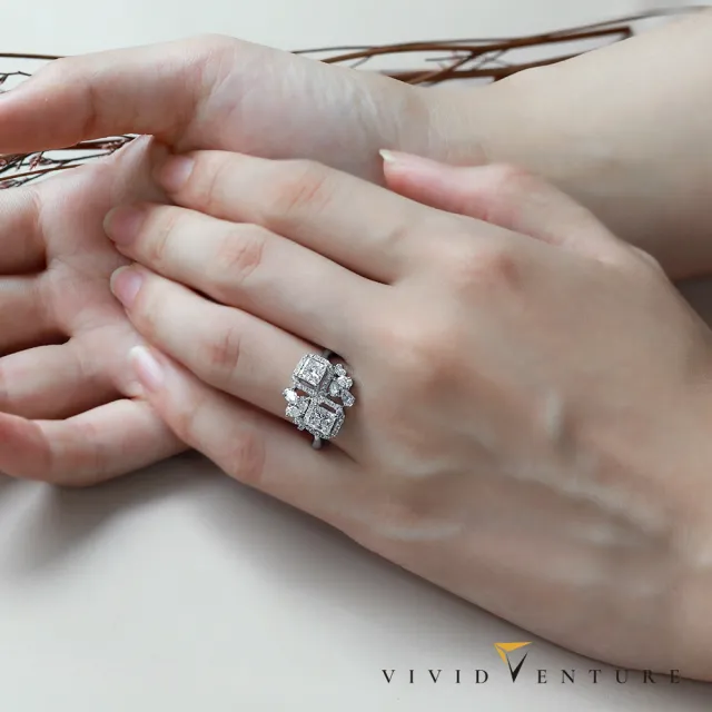 【Vividventure 亞帝芬奇】鉑金 GIA 1克拉 DSI2 雙主石 天然鑽石 真鑽 戒指 與日同光