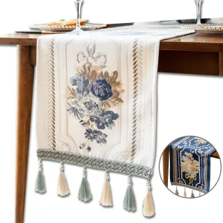 【Dido home】輕奢復古 繡花雪尼爾長桌巾桌旗 裝飾桌布-花卉(HM145)