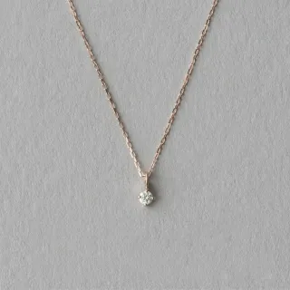 【ete】K10MPG 層疊單鑽爪鑲鑽石項鍊