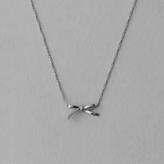 【ete】層疊緞帶蝴蝶結螺旋項鍊(鉑金色 粉霧金色)