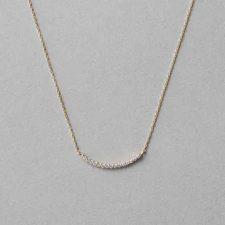 【ete】K18YG 小微笑鑽石項鍊(金色)