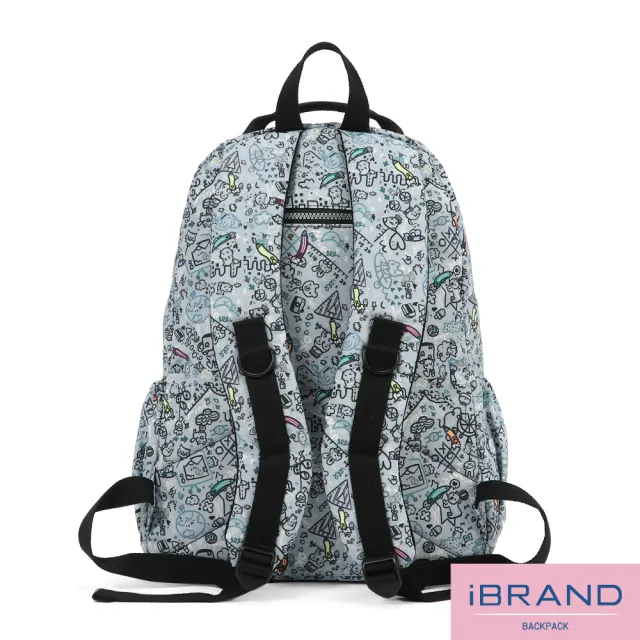 【iBrand】雙11 經典百搭輕盈多口袋後背包(彩繪塗鴉)