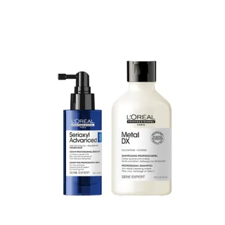 【L’OREAL 巴黎萊雅PRO】頭皮秀髮雙星組(小藍瓶養髮頭皮精華+瞬順洗髮精)