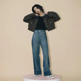 【gozo】shadow修容雙色拼接牛仔寬褲(兩色)