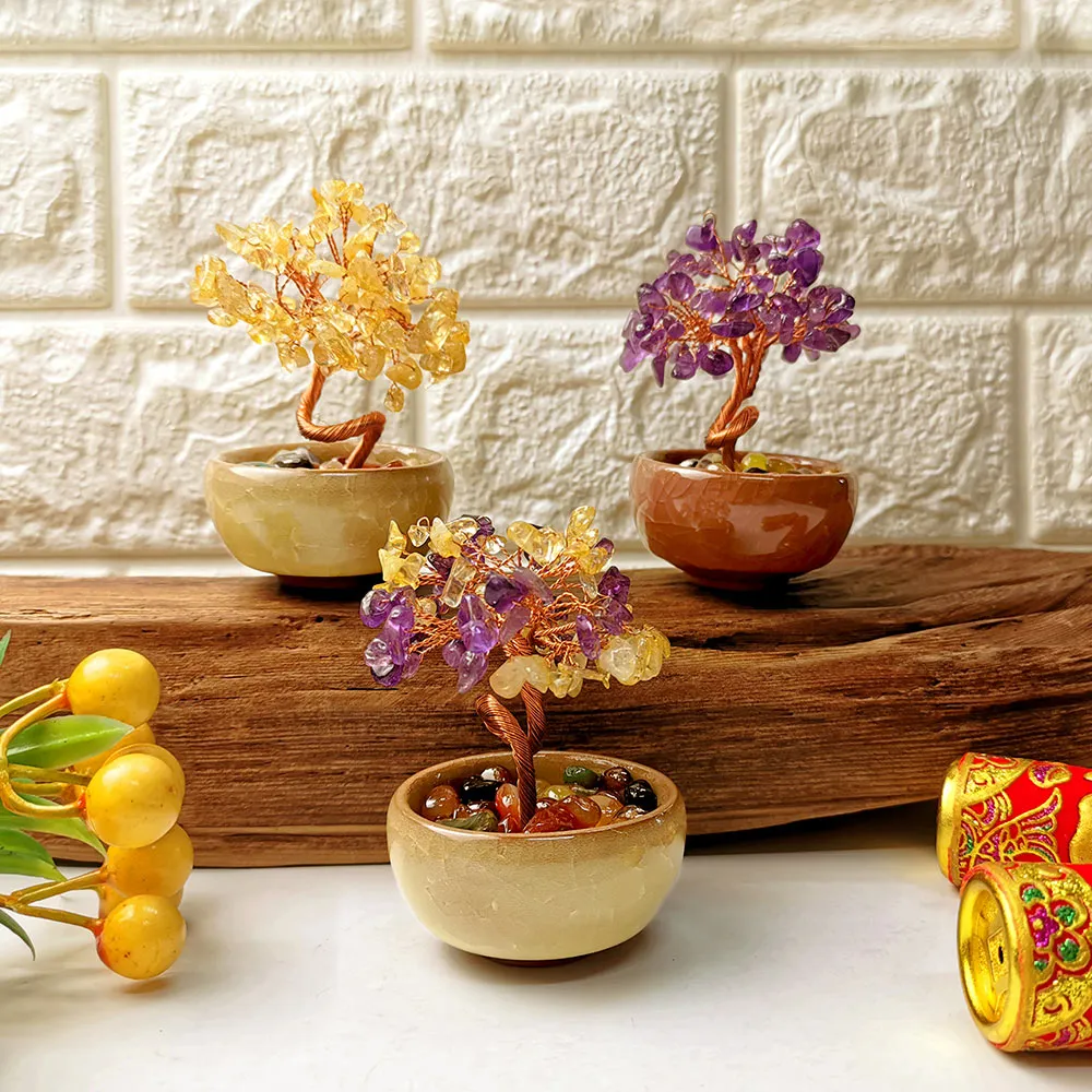 【財神小舖】聚寶進財 水晶招財樹 三款任選(已開光 辦公桌 擺設 聚財 招財 財運 發財樹)