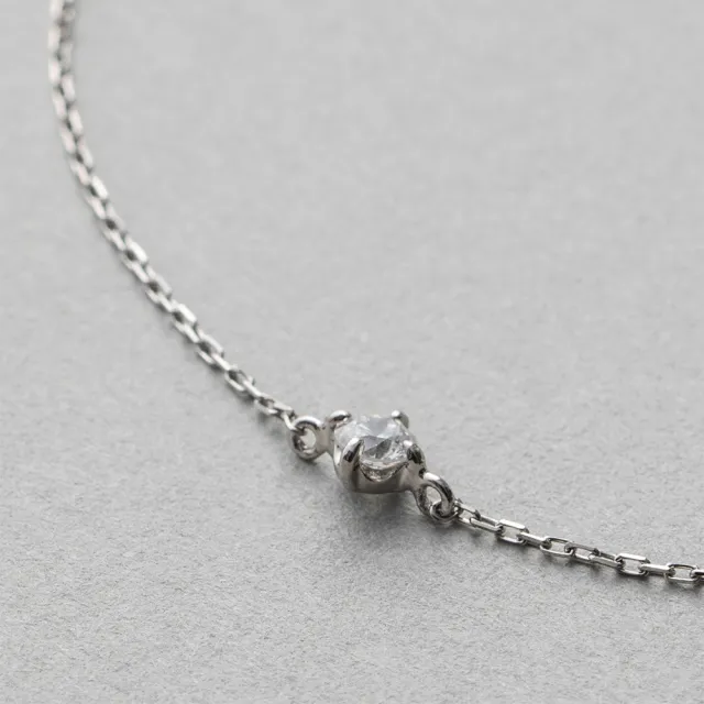 【ete】PT900/850 經典單鑽爪鑲鑽石手鍊-0.10ct(鉑金色)