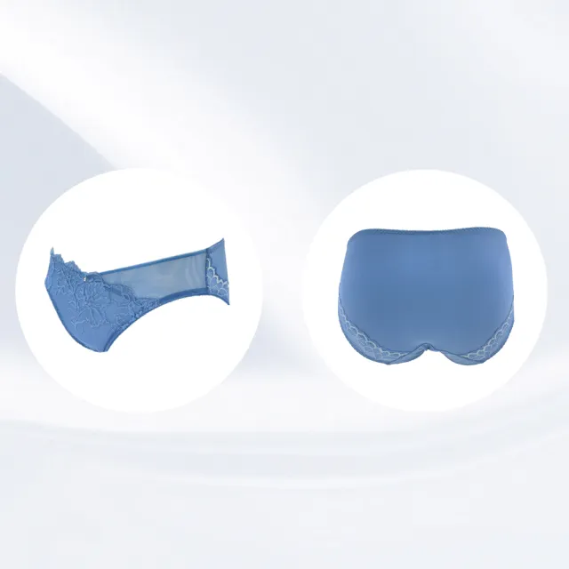 【Swear 思薇爾】撩波永生花系列M-XL蕾絲低腰三角女內褲(雷根藍)
