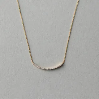 【ete】K18YG 小微笑密鑲鑽石項鍊(金色)