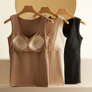 【enac 依奈川】3件組 現貨 秋冬加絨保暖帶胸墊背心/無鋼圈內衣/BRA T/保暖內衣/保暖背心(隨機/※)