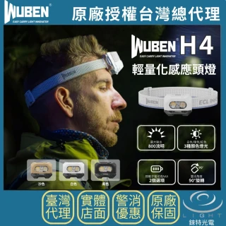 【WUBEN】錸特光電 H4 輕量化感應頭燈 800流明 66米 聚泛光(白光/暖光/紅光 AAA電池 登山 戶外)