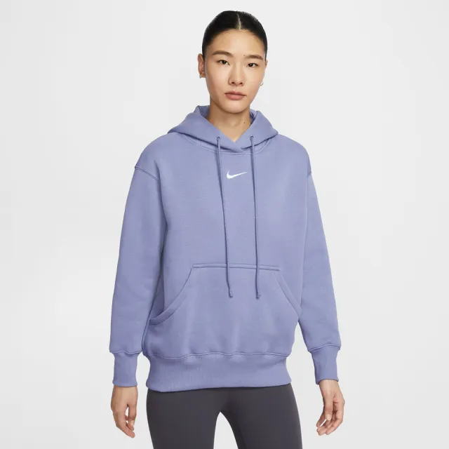 【NIKE 耐吉】長袖上衣 女 帽T 寬鬆版型 刷毛 AS W NSW PHNX FLC OS PO HOODIE 紫 DQ5861-499