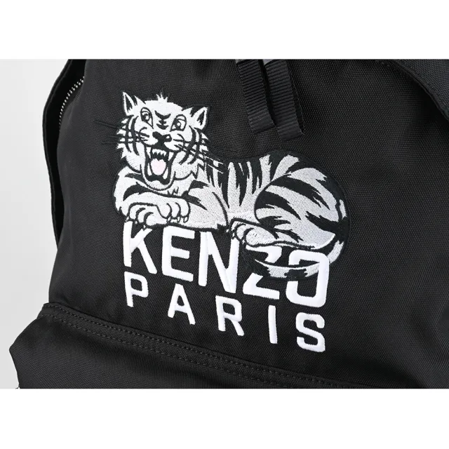 【KENZO】KENZO 快樂老虎刺繡圖騰後背包(黑)